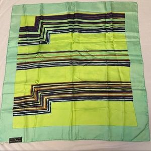 Vintage Sulka Silk Scarf green and turquoise size 30x30